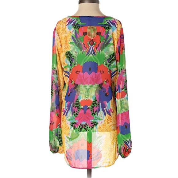 EIGHT SIXTY Long Sleeve Dolman Tropical Blouse - Picture 4 of 6